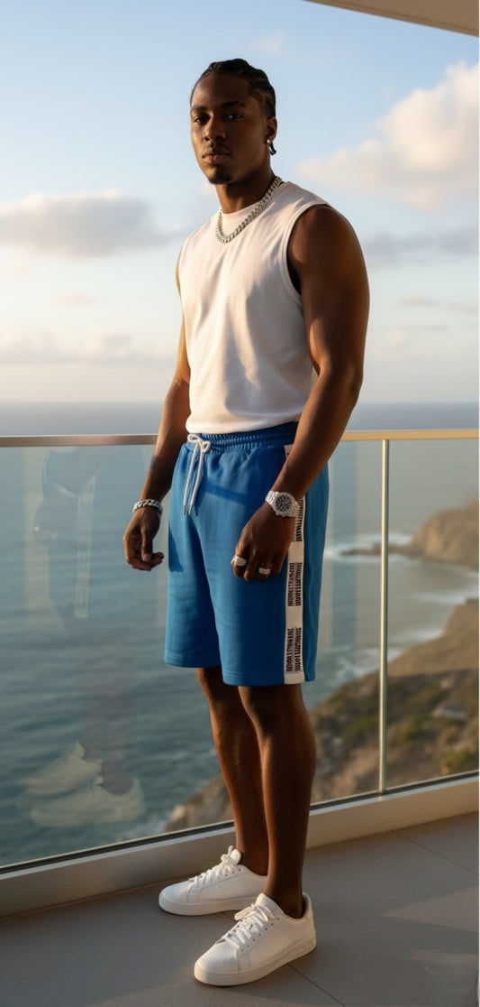 HUSTLERNAIRE BLUE SHORTS
