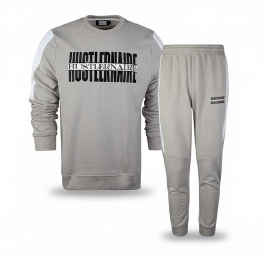 HUSTLERNAIRE GREY FITTED TRACKSUIT