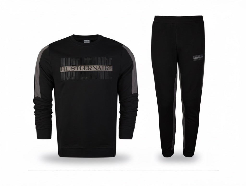 HUSTLERNAIRE BLACK FITTED TRACKSUIT