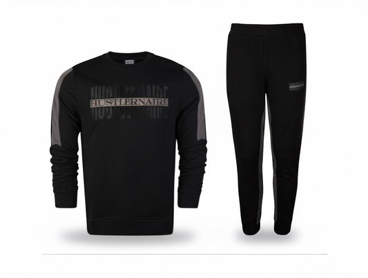 HUSTLERNAIRE BLACK FITTED TRACKSUIT