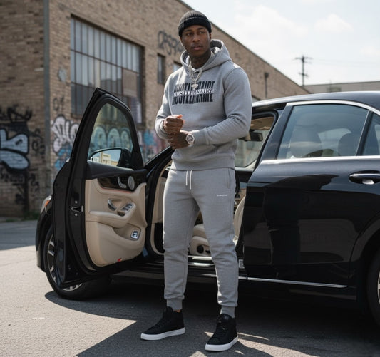 HUSTLERNAIRE GREY MEN'S HOODIE