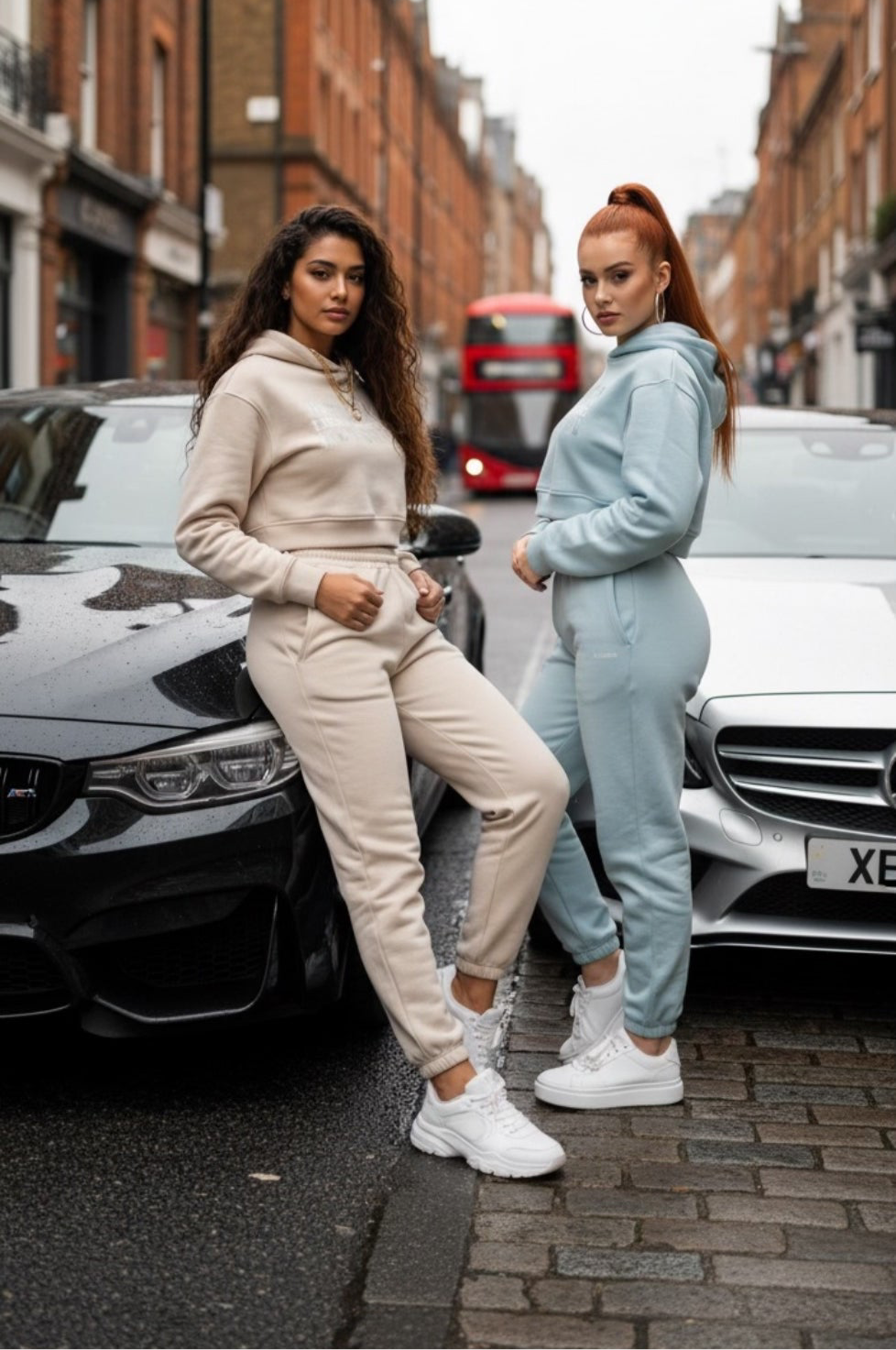 HUSTLERNAIRE CREAM WOMEN TRACKSUIT HOODIE