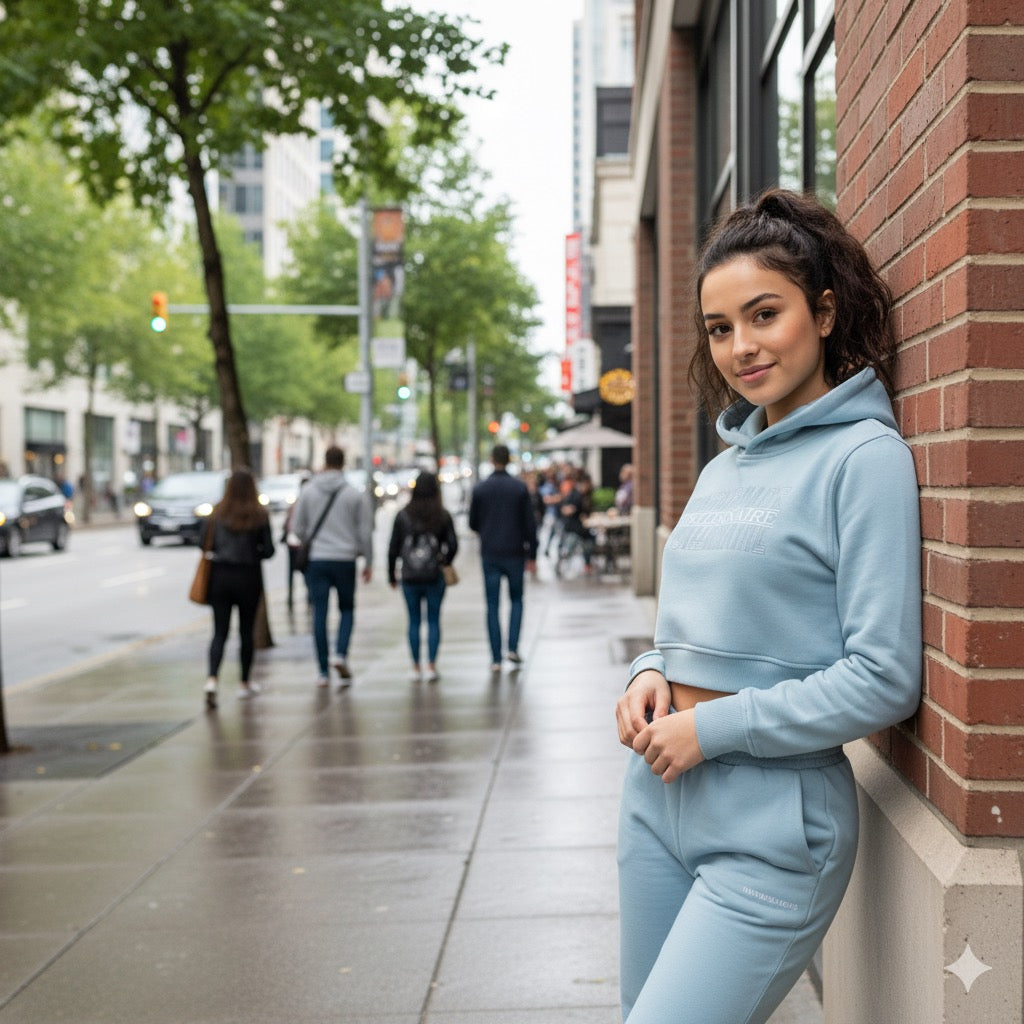 HUSTLERNAIRE BABY BLUE WOMEN TRACKSUIT